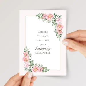 Pink Floral Wedding Card for Couple, Son/Daughter in Law | Happily Ever After