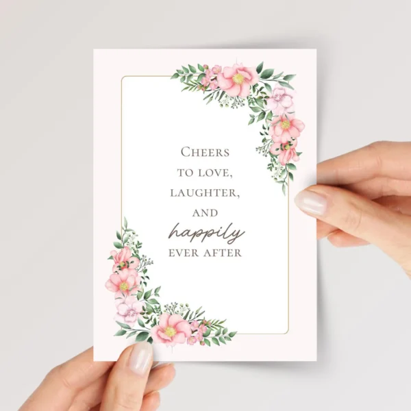 Pink Floral Wedding Card for Couple, Son/Daughter in Law | Happily Ever After