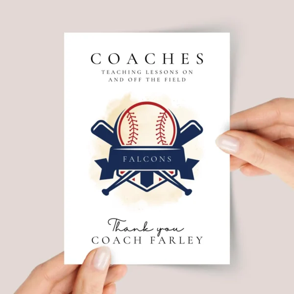 Personalized Thank You Card for Softball/Baseball Coach