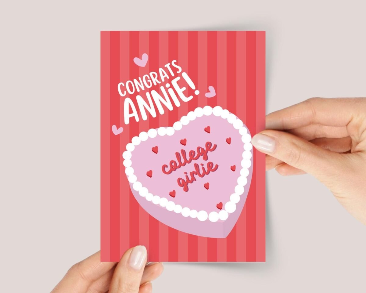 Personalized Graduation Card for Daughter, College Girl | Retro Heart Cake