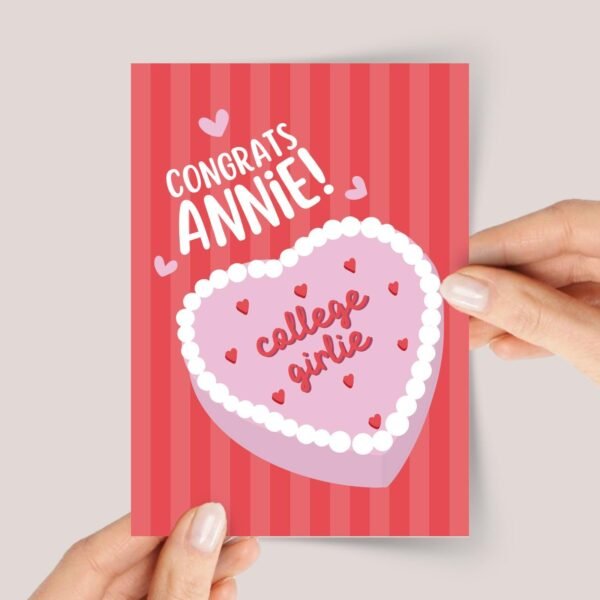 Personalized Graduation Card for Daughter, College Girl | Retro Heart Cake