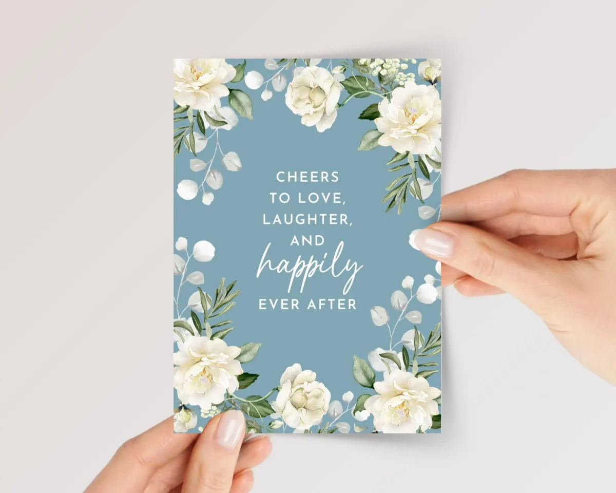 Teal Wedding Card for Couple, Son/Daughter in Law | Happily Ever After