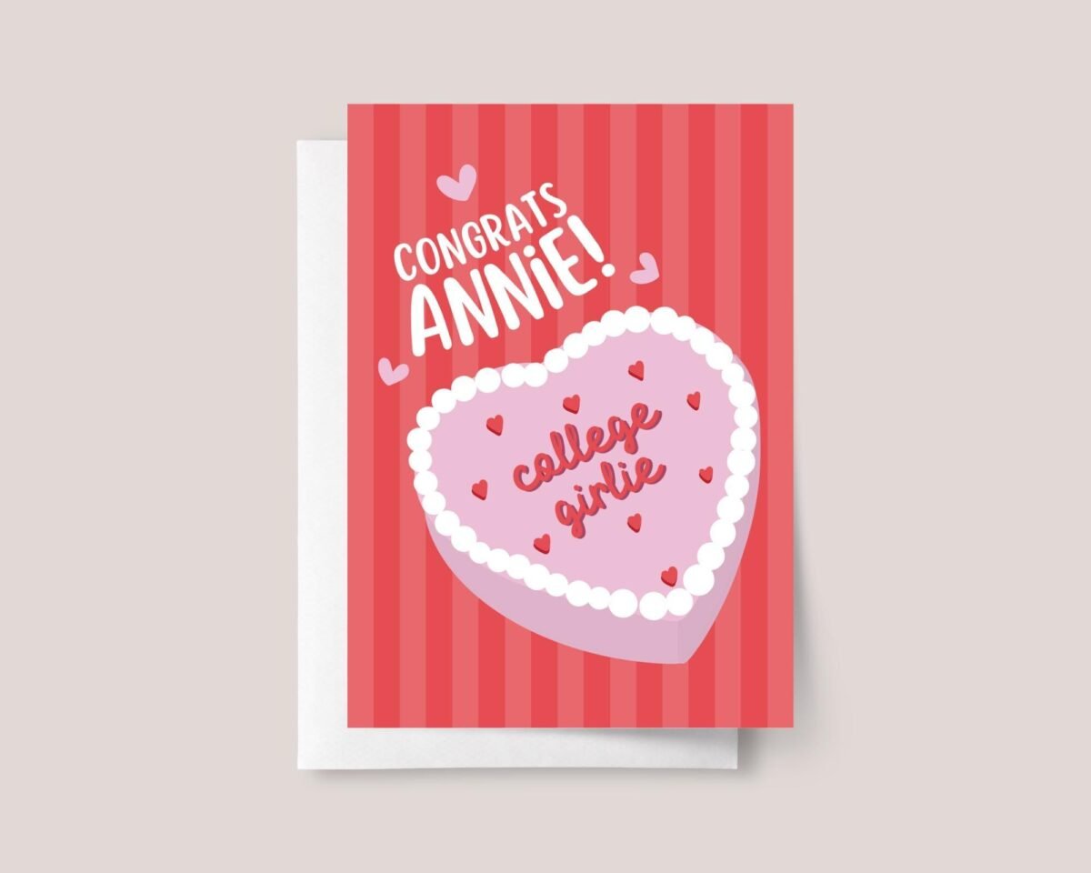 Personalized Graduation Card for Daughter, College Girl | Retro Heart Cake
