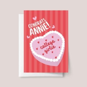Personalized Graduation Card for Daughter, College Girl | Retro Heart Cake