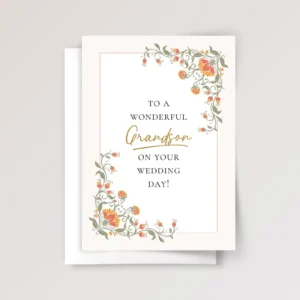 Wedding Card for Grandson with Orange Flowers