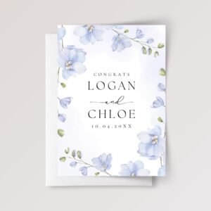 Custom Wedding Card for Son and Daughter in Law with Blue Flowers