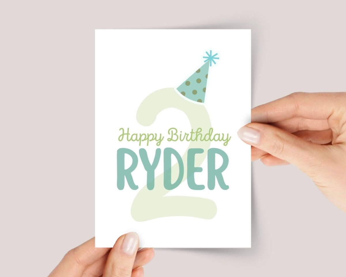 Personalized 2nd Birthday Card for Toddlers Turning Two