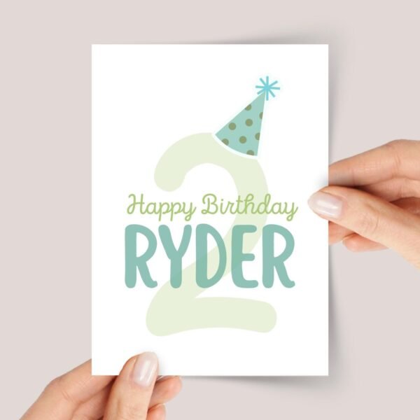 Personalized 2nd Birthday Card for Toddlers Turning Two