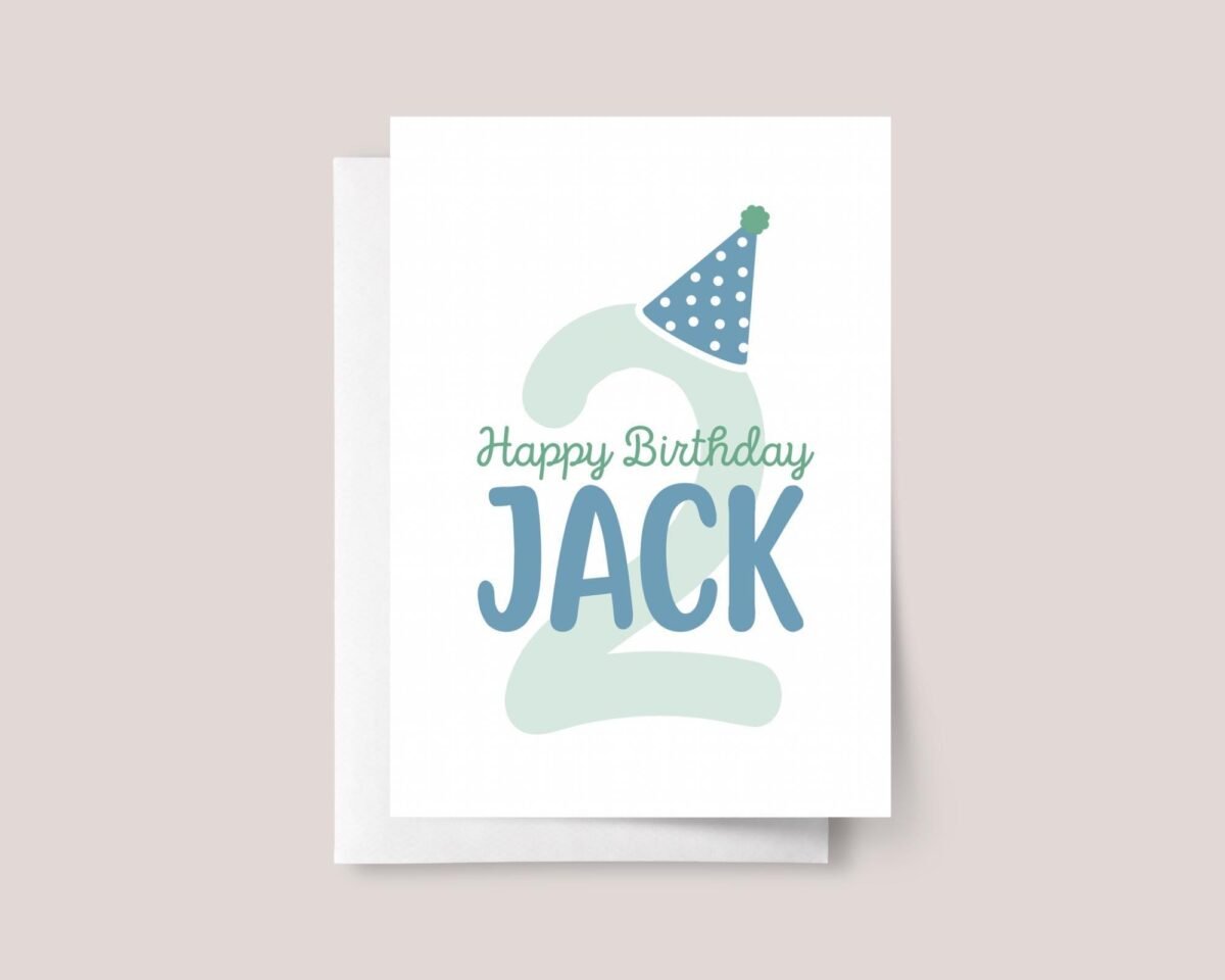 Personalized 2nd Birthday Card for Toddlers Turning Two Personalized 2nd Birthday Card for Toddlers Turning Two