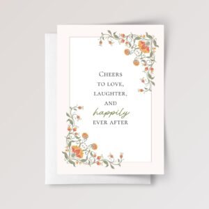 Orange Floral Wedding Card for Couple, Son and Daughter in Law | Happily Ever After Orange Floral Wedding Card for Couple, Son and Daughter in Law | Happily Ever After