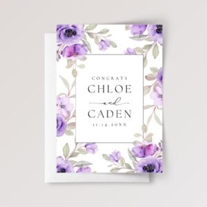 Custom Wedding Card for Son and Daughter in Law | Purple Flowers