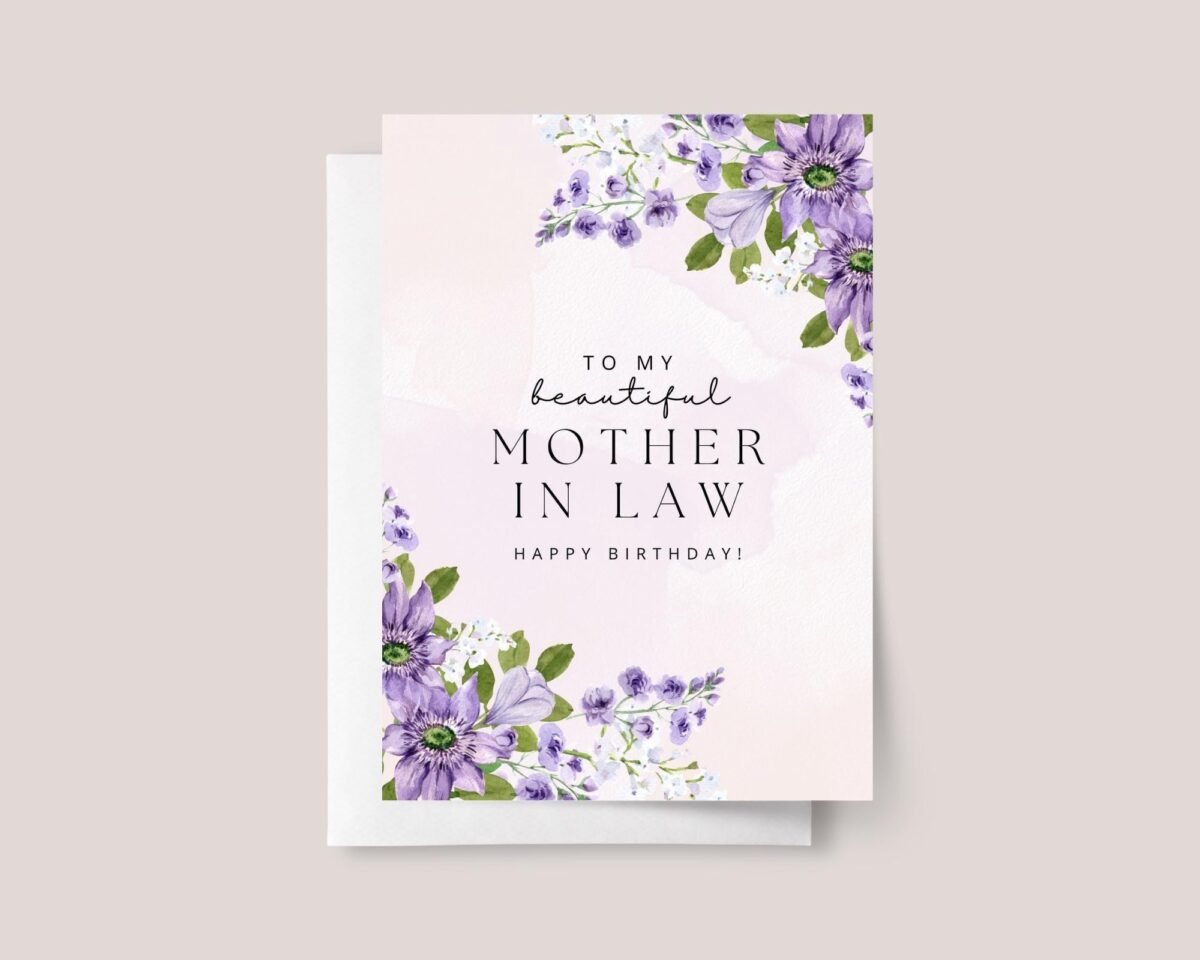 Personalized Purple Floral Birthday Card for Mother in Law