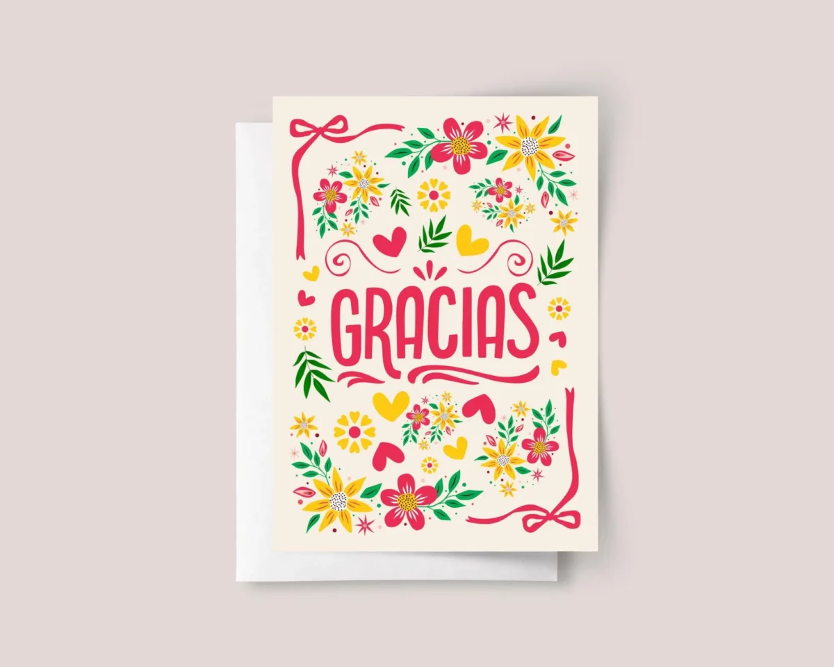 Gracias Thank You Card for Spanish Birthdays and Weddings - Image 1 Gracias Thank You Card for Spanish Birthdays and Weddings