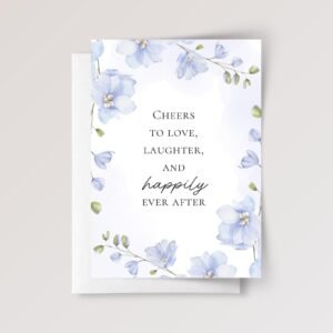 Blue Floral Wedding Card for Couple, Son/Daughter in Law | Happily Ever After