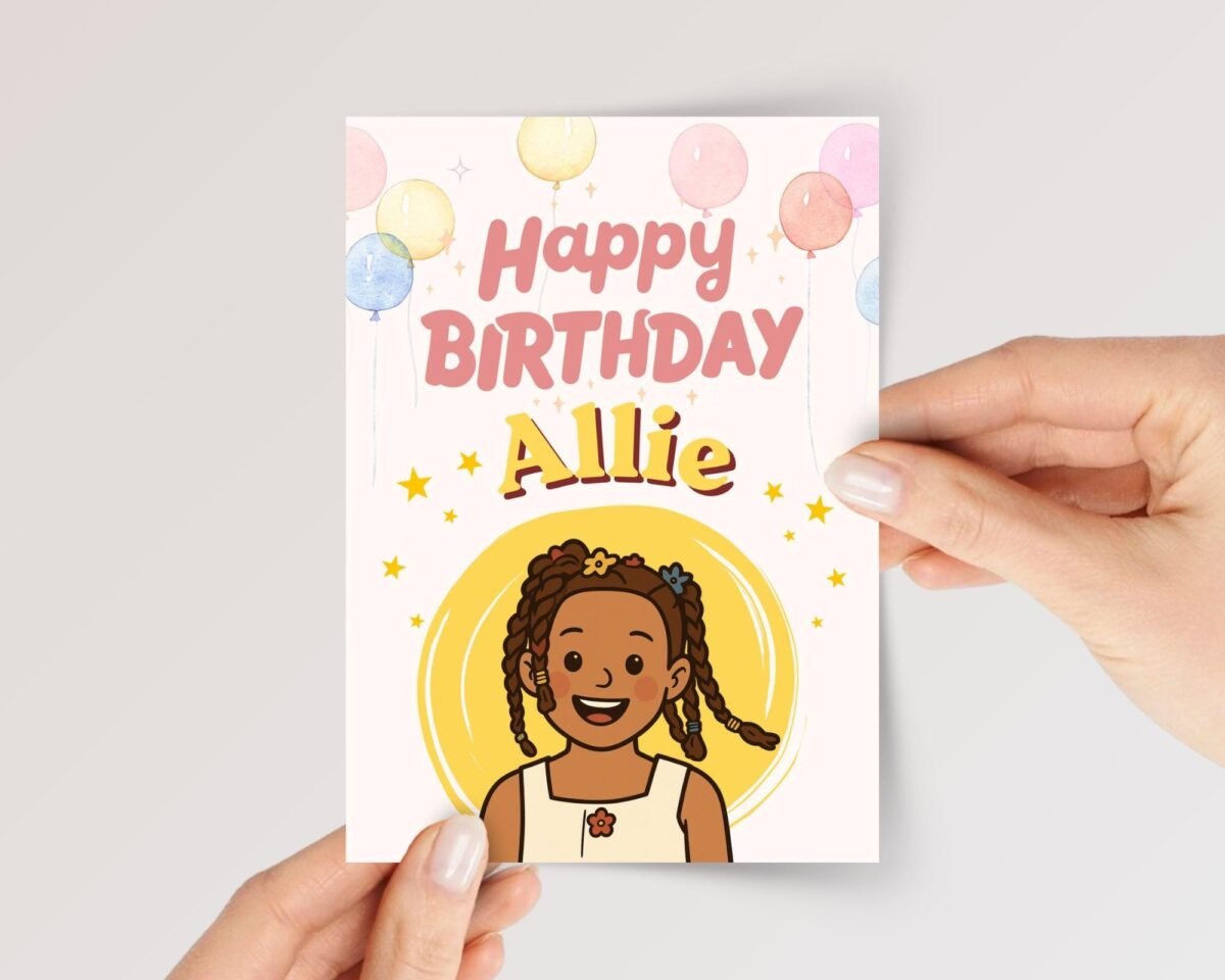 Cartoon Photo Birthday Card For Daughter/Granddaughter, Personalized Gift for Kids