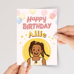 Cartoon Photo Birthday Card For Daughter/Granddaughter, Personalized Gift for Kids