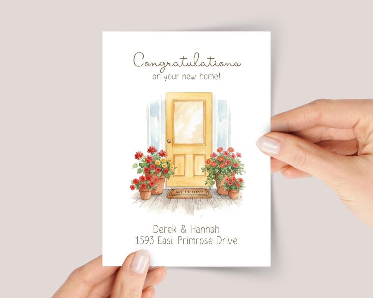 Personalized Housewarming Card with Address for New Homeowner - Image 1 Personalized Housewarming Card with Address for New Homeowner