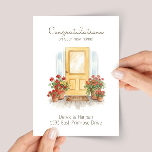 Personalized Housewarming Card with Address for New Homeowner - Image 1 Personalized Housewarming Card with Address for New Homeowner