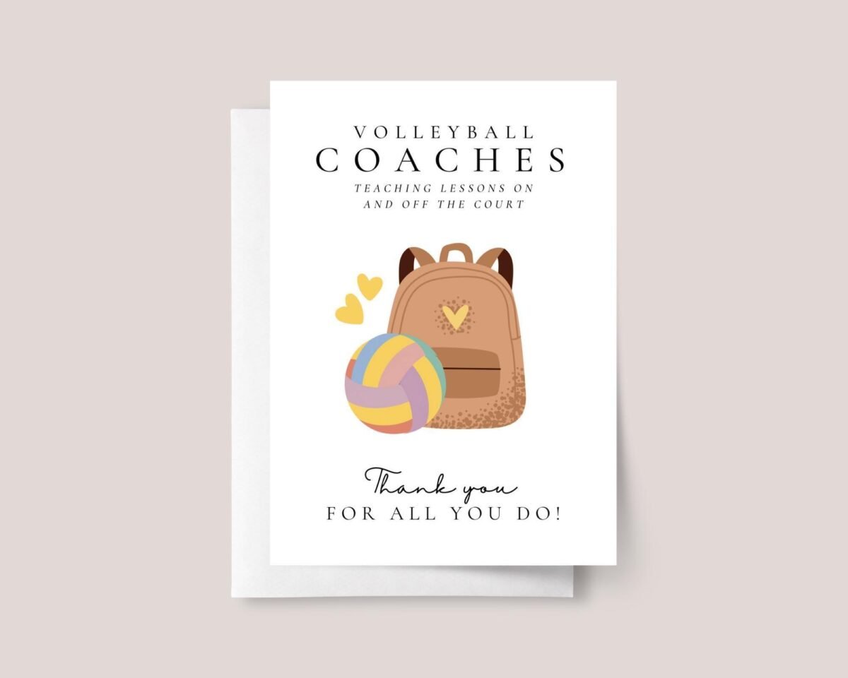 Personalized Thank You Card for Volleyball Coach