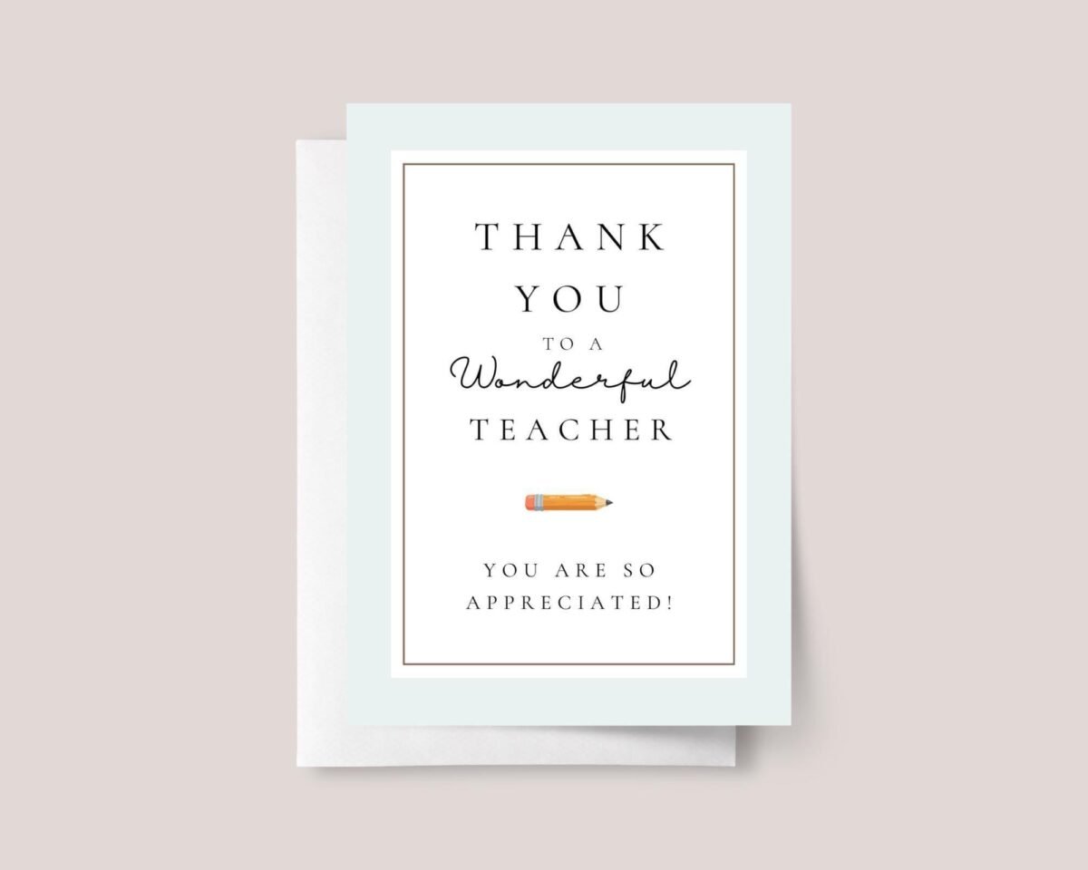 Thank You Card for Teacher Appreciation Day