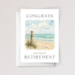 Personalized Retirement Card for Wife, Mom, Husband, Coworker, Boss | Watercolor Beach