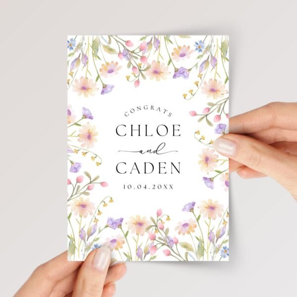 Custom Wedding Card for Bride and Groom, Son/Daughter in Law | Tulips & Poppies - Image 1 Custom Wedding Card for Bride and Groom, Son/Daughter in Law | Tulips & Poppies