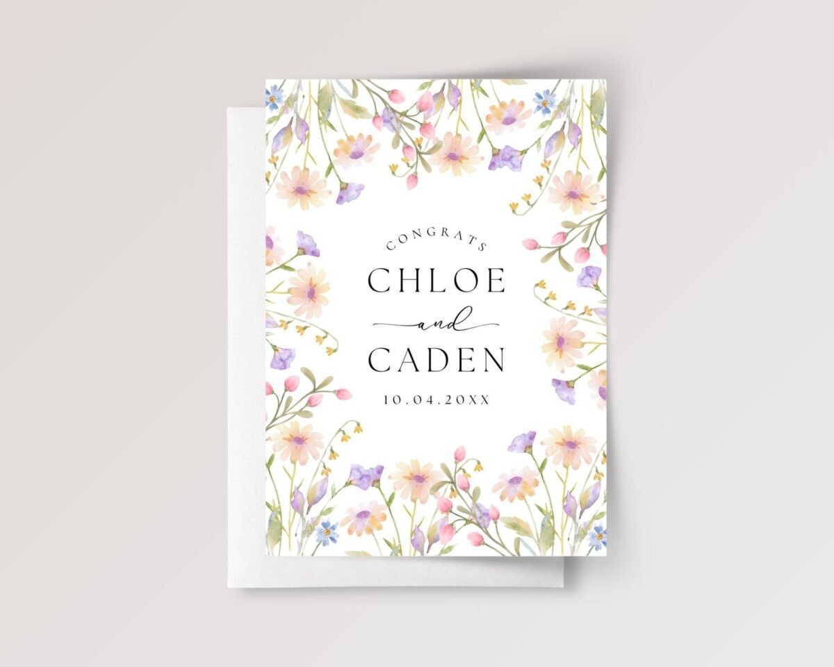Custom Wedding Card for Bride and Groom, Son/Daughter in Law | Tulips & Poppies