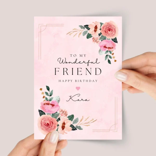 Birthday Card for Friend with Pink Roses