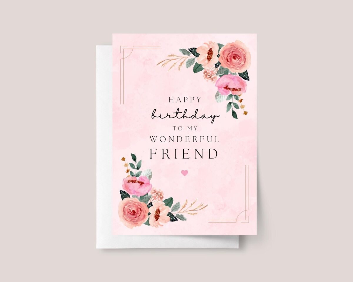 Birthday Card for Friend with Pink Roses