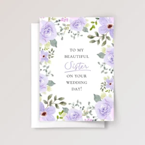 Wedding Card for Sister with Purple Roses