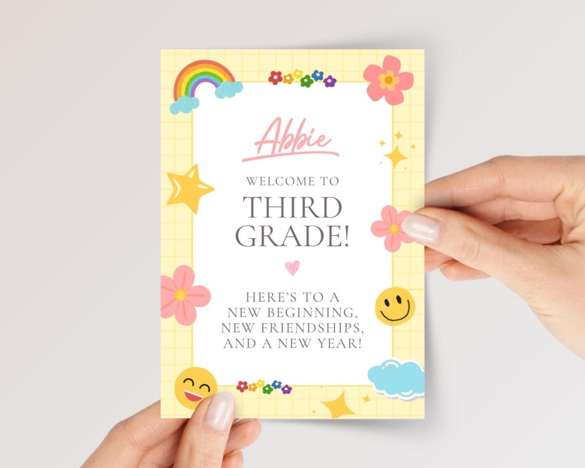 Back to School Card for First, Second, Third Grade Students
