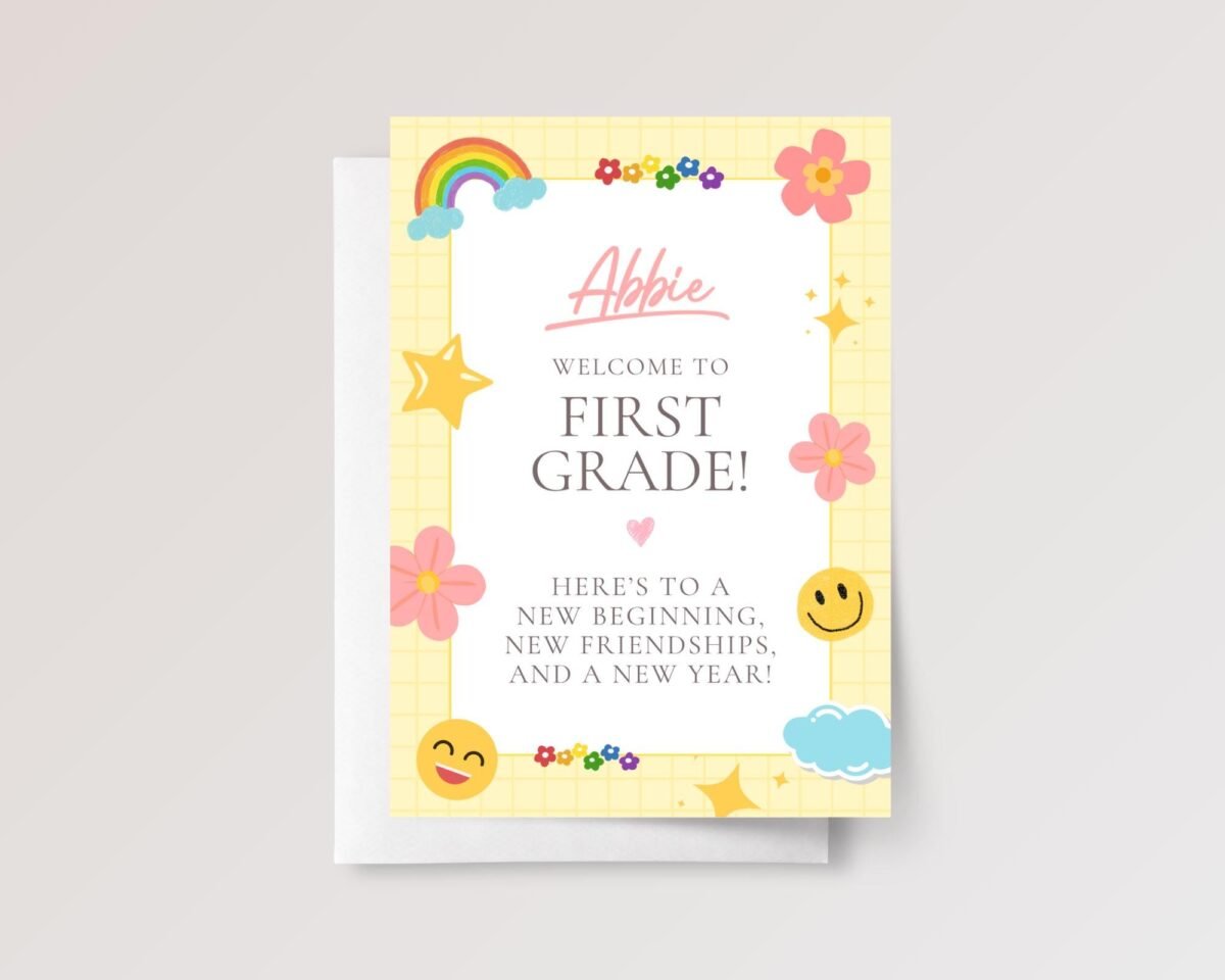 Back to School Card for First, Second, Third Grade Students