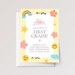 Back to School Card for First, Second, Third Grade Students