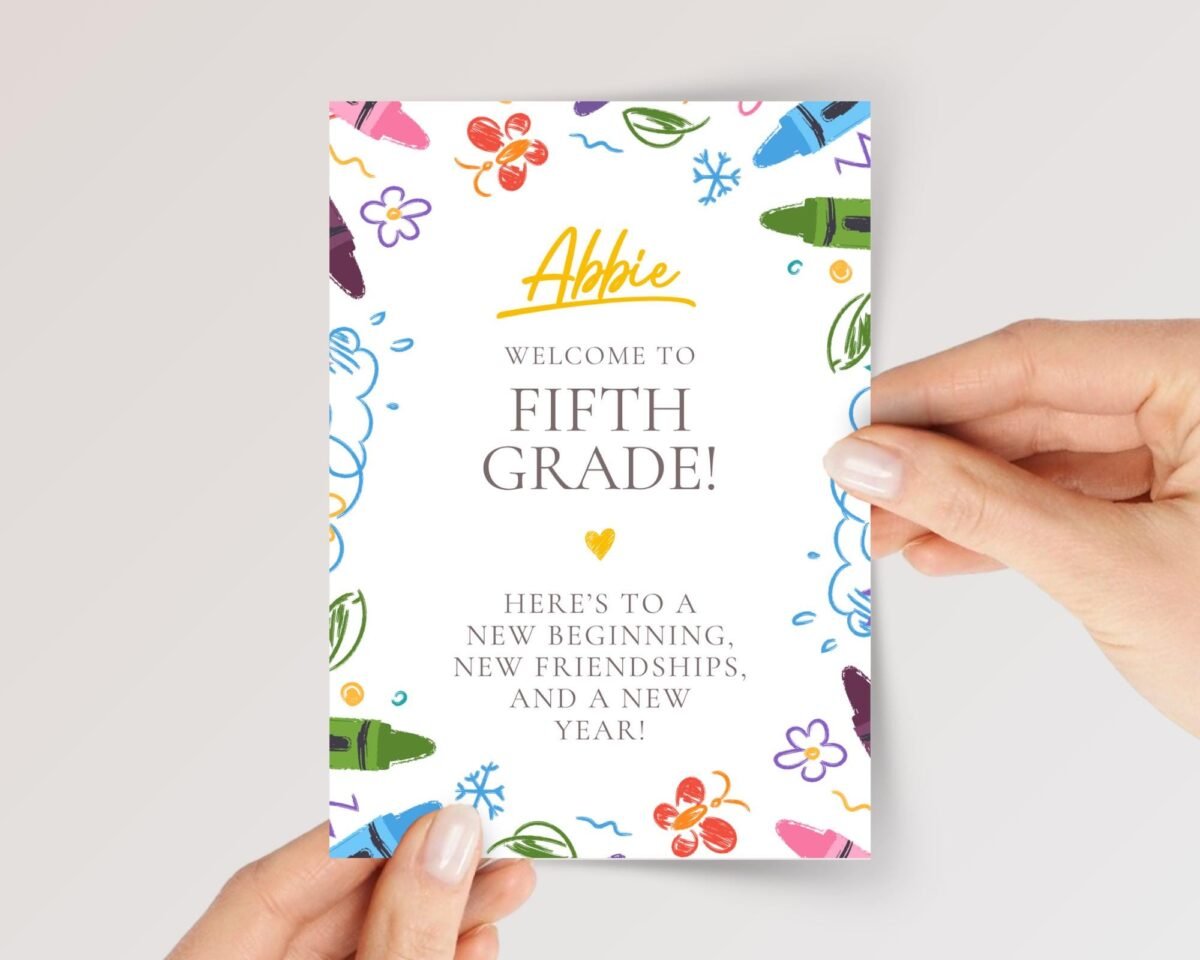 Back to School Card for Third, Fourth, Fifth Grade Students