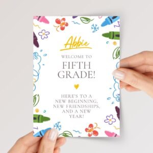 Back to School Card for Third, Fourth, Fifth Grade Students