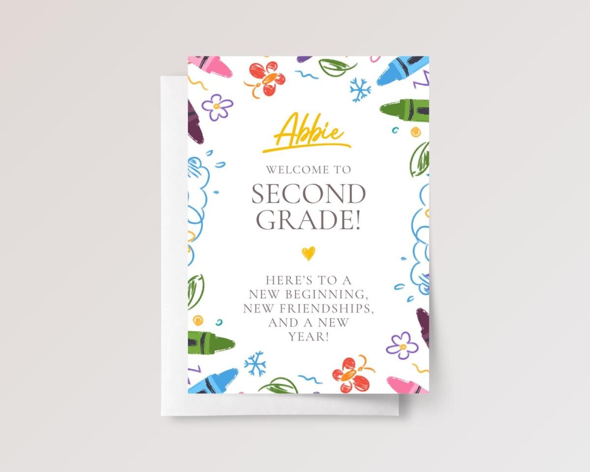 Back to School Card for Third, Fourth, Fifth Grade Students