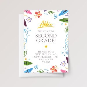 Back to School Card for Third, Fourth, Fifth Grade Students