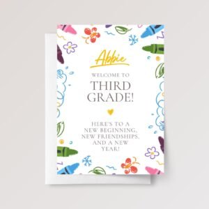 Back to School Card for Third, Fourth, Fifth Grade Students