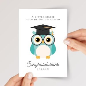 Personalized Graduation Card with Blue Owl