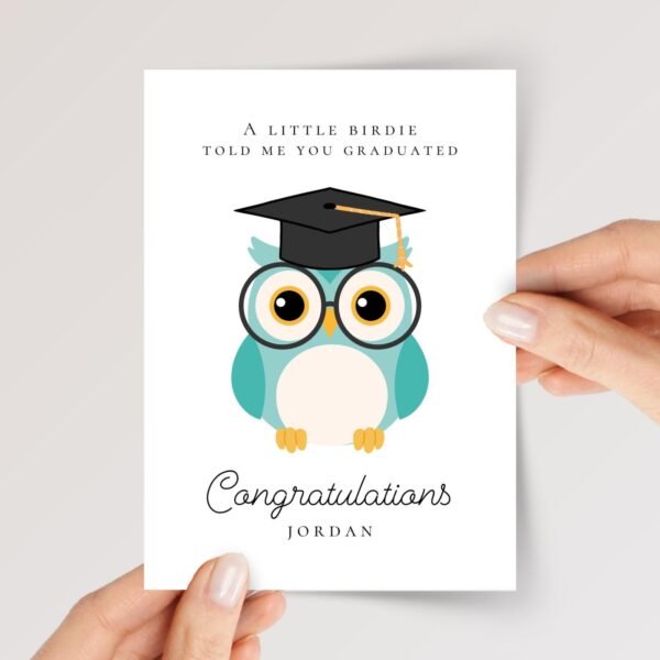 Personalized Graduation Card with Blue Owl