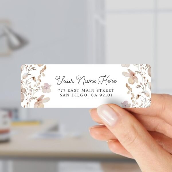 Return Address Labels with Dried Flowers for Fall Weddings