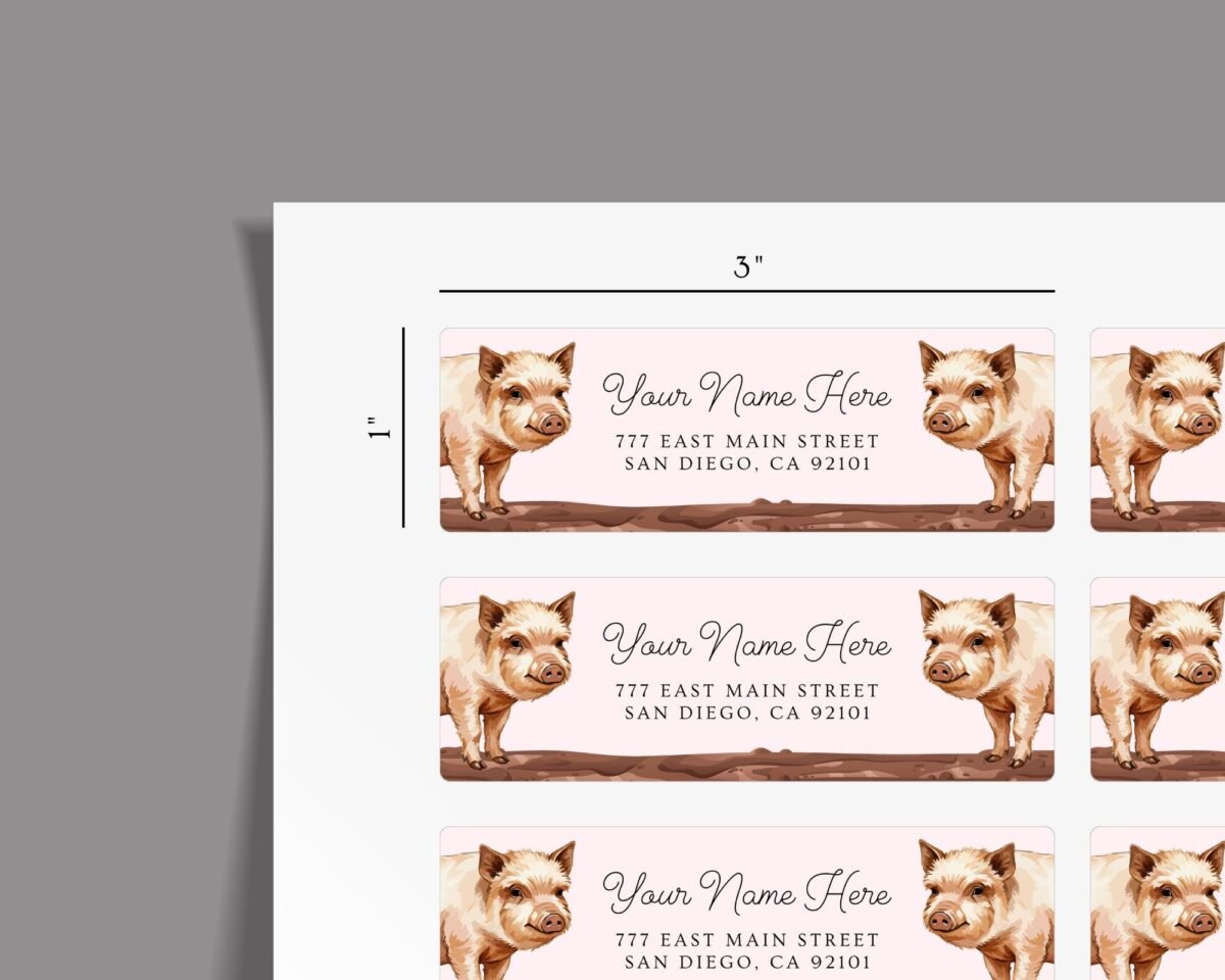 Return Address Labels with Farm Animals/Pigs