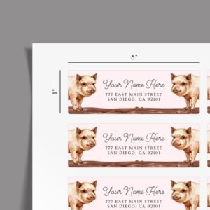 Return Address Labels with Farm Animals/Pigs