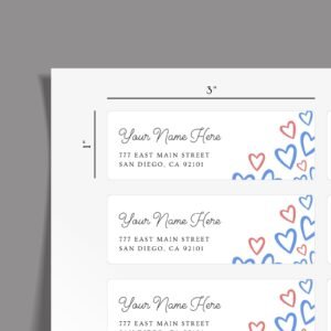 Return Address Labels with Red & Blue Hearts for 4th of July