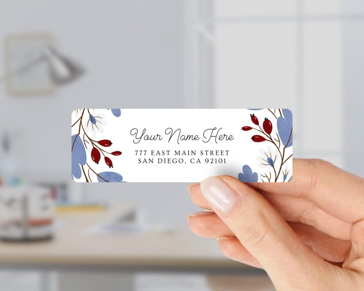 Return Address Labels with Fall Leaves and Berries