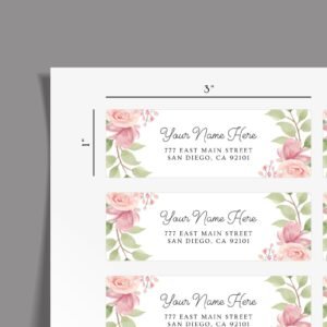 Return Address Labels with Pink Flowers for Weddings and Invitations