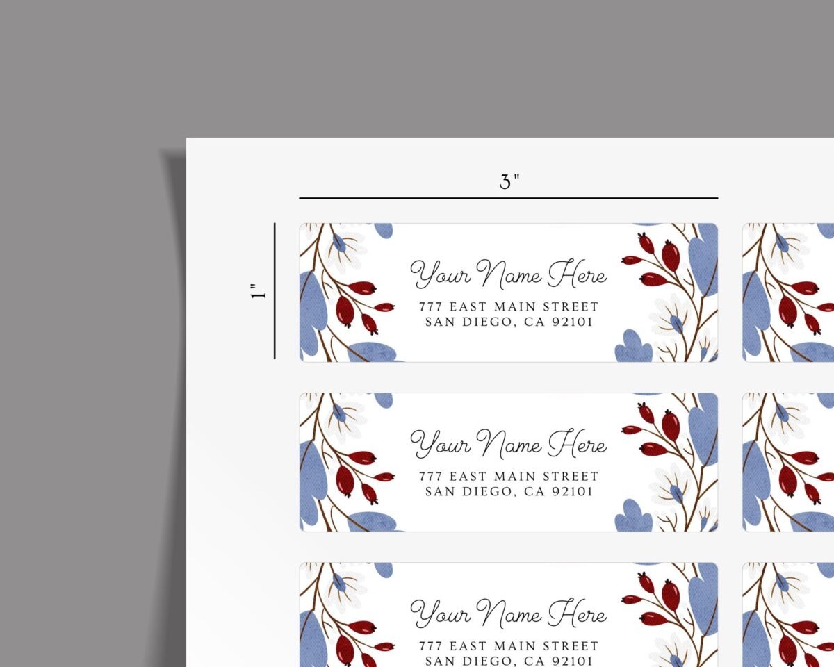 Return Address Labels with Fall Leaves and Berries