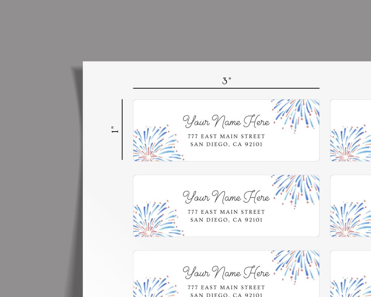 Return Address Labels with Fireworks for 4th of July