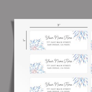 Return Address Labels with Fireworks for 4th of July