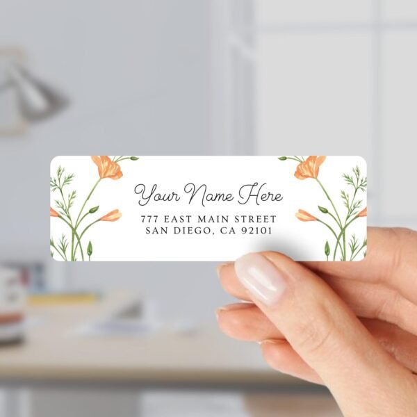 Return Address Labels with Orange Flowers for Weddings and Invitations - Image 1 Return Address Labels with Orange Flowers for Weddings and Invitations